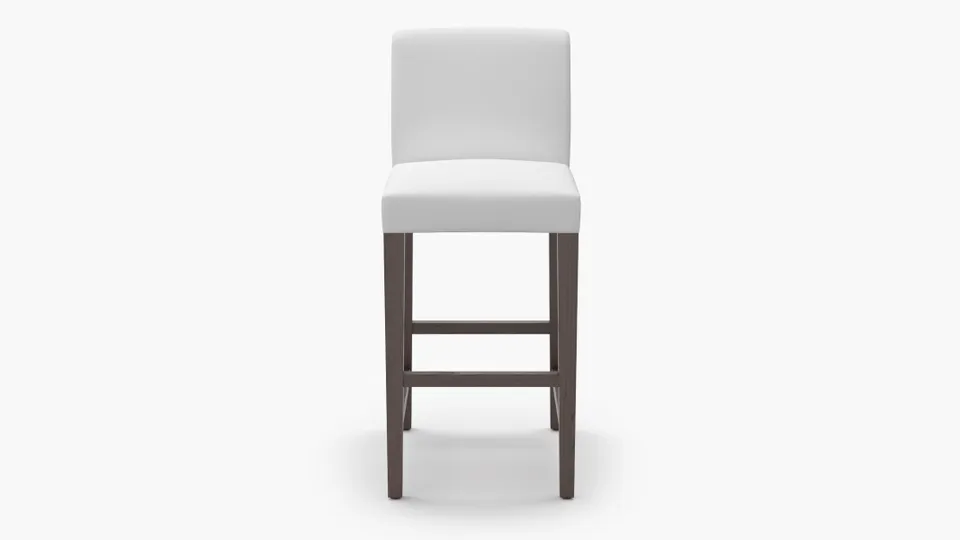 Signature Dining Bar Stool, White Twill, Espresso Square Tapered Leg