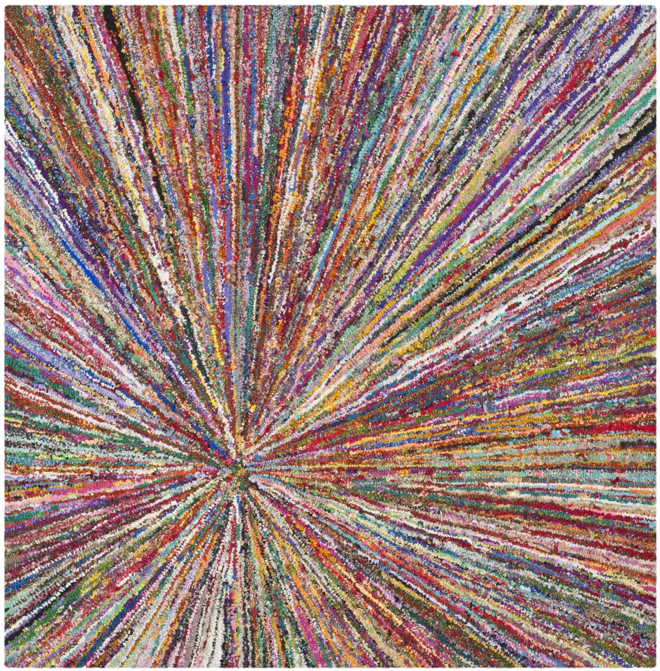 Arlo Home Hand Tufted Area Rug, NAN319A, Multi,  6' X 6' Square