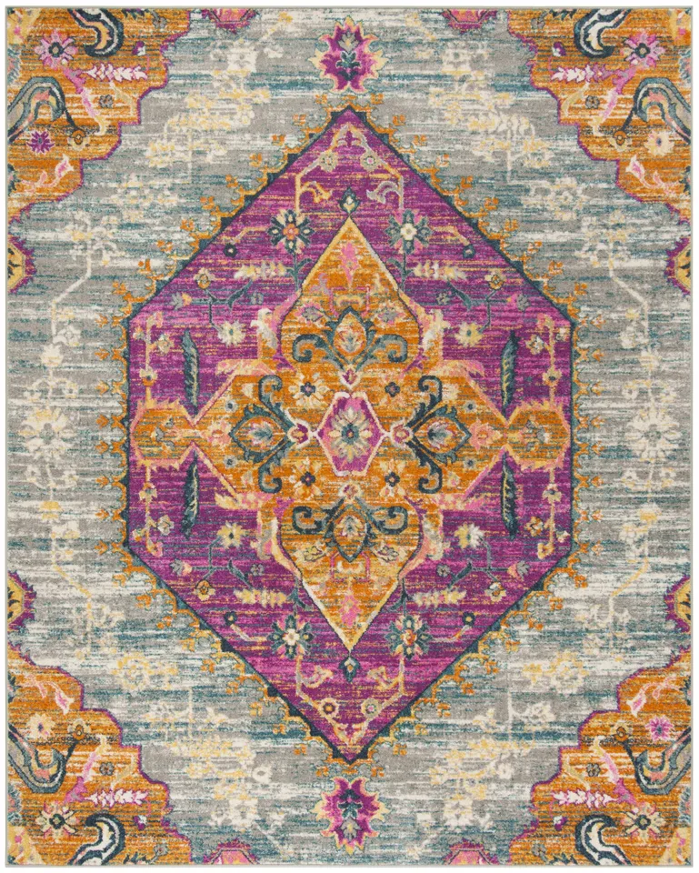 Arlo Home Woven Area Rug, MAD119G, Light Grey/Fuchsia,  8' X 10'