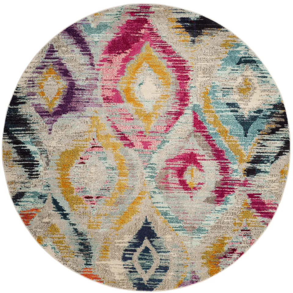 Arlo Home Woven Area Rug, MNC242F, Multi,  6' 7" X 6' 7" Round