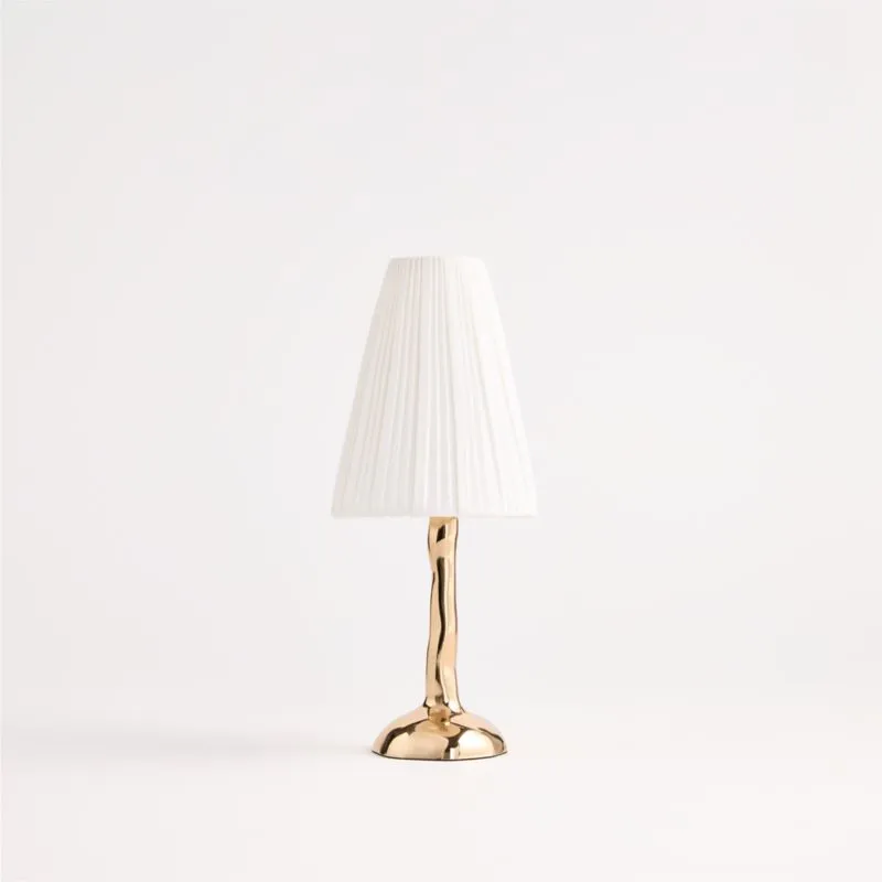 Colette Hammered Brass Mini Table Lamp with Fabric Shade 13"