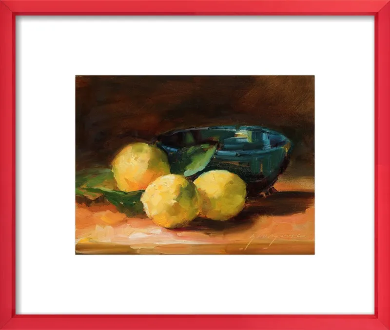 Lemons and Blue Bowl by Georgesse Gomez for Artfully Walls