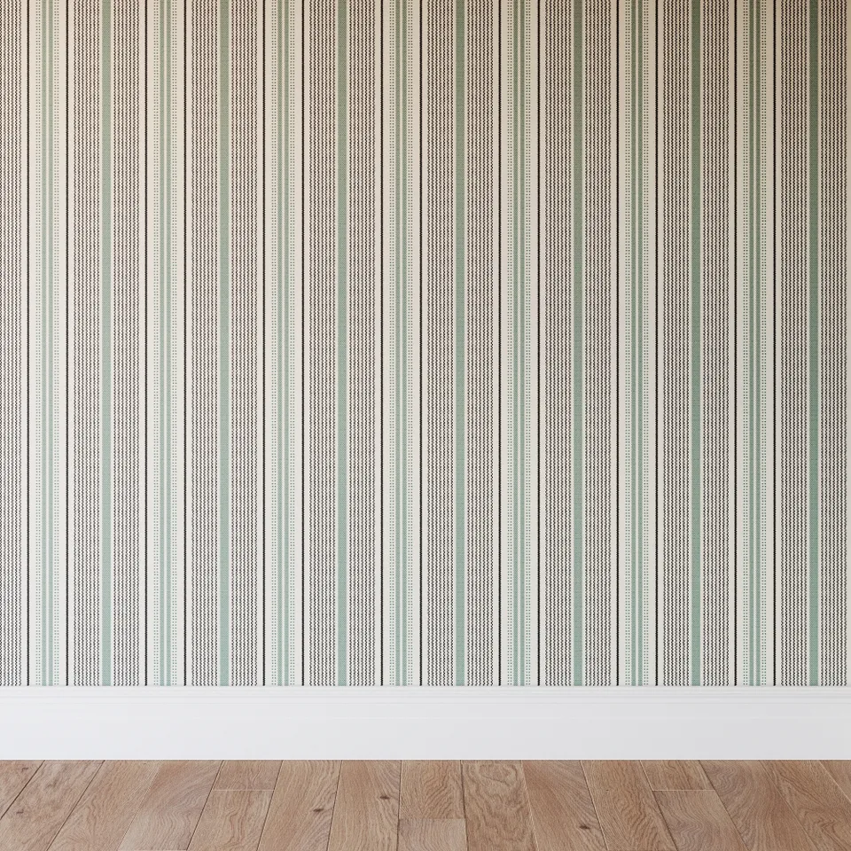 Traditional Wallpaper, Green Newbury Stripe