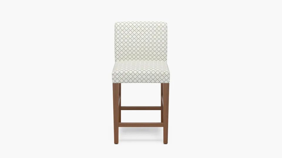 Signature Dining Counter Stool, Jade Petite Lattice, Walnut Square Tapered Leg