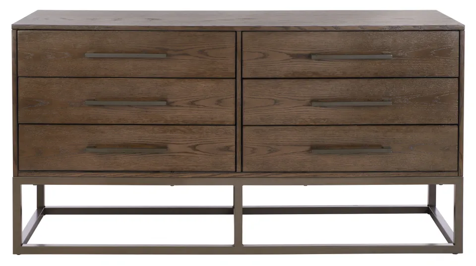 Sherilynne 6 Drawer Dresser - Ash Brown / Gunmetal