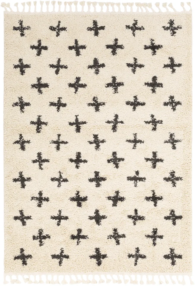 Berber Shag Beige Indoor 5'3" x 7'3" Machine Woven Rug