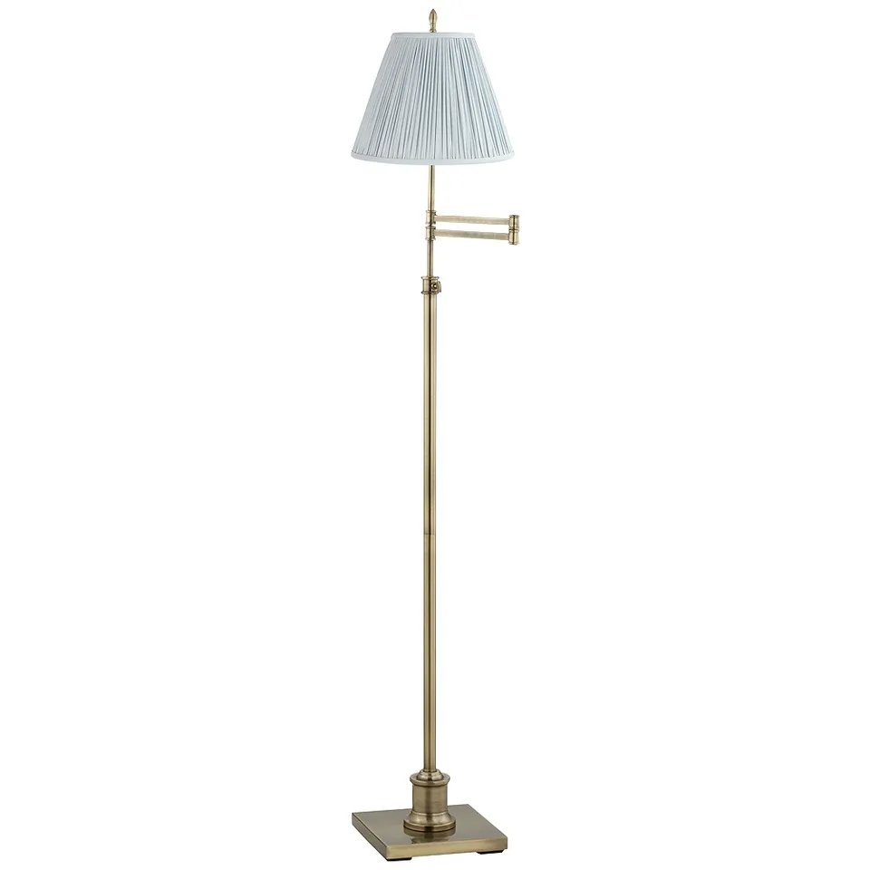 Westbury Brass Swing Arm Floor Lamp with Classy Soft Blue Shade