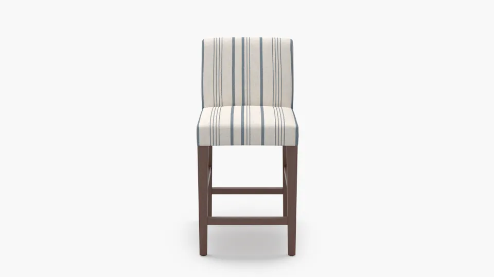 Signature Dining Counter Stool, Blue Market Stripe, Walnut Square Tapered Leg