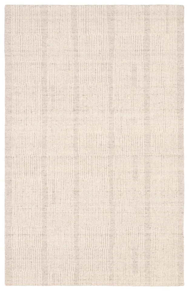 Label J Edher FGN02 Handmade Striped Tan and Cream Area Rug (10'x14')