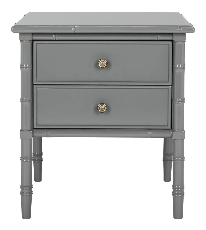 Mina Modern Coastal 2 Drawer 25" H Bamboo Nightstand - Gray