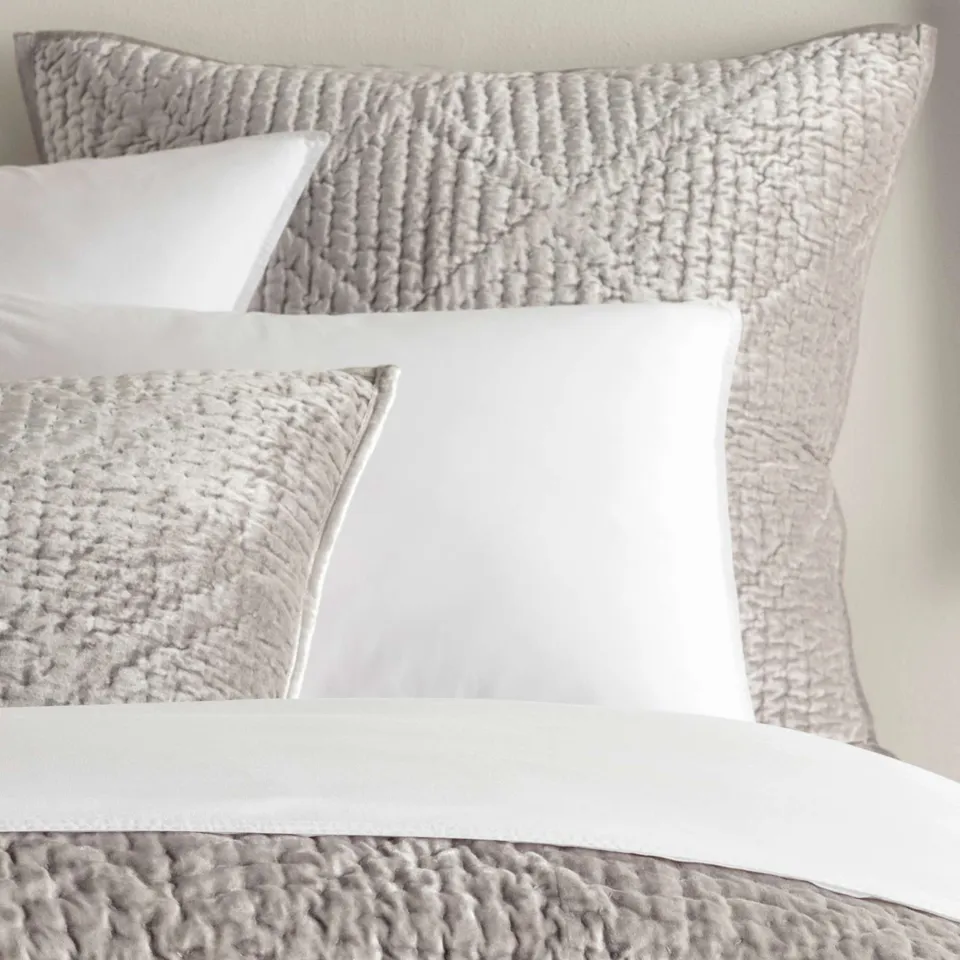 Parisienne Velvet Grey Quilted Sham