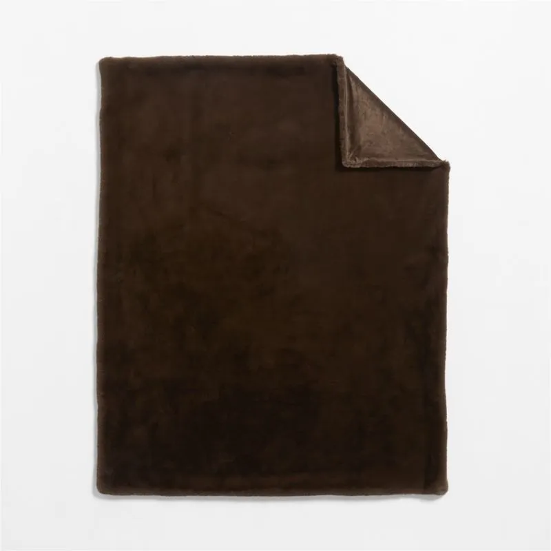 Faux Fur 70"x55" Deep Brown Throw Blanket