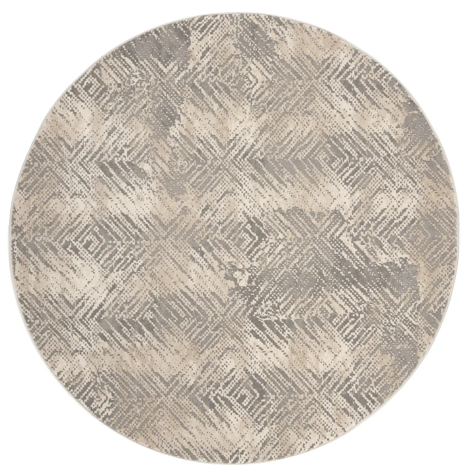 Arlo Home Woven Area Rug, MDW338A, Ivory/Grey,  6' 7" X 6' 7" Round