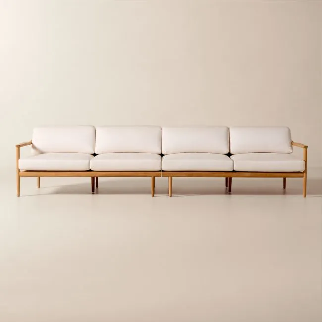 Tide 2-Piece Teak Outdoor Sectional Sofa with Ivory Sunbrella® Cushions