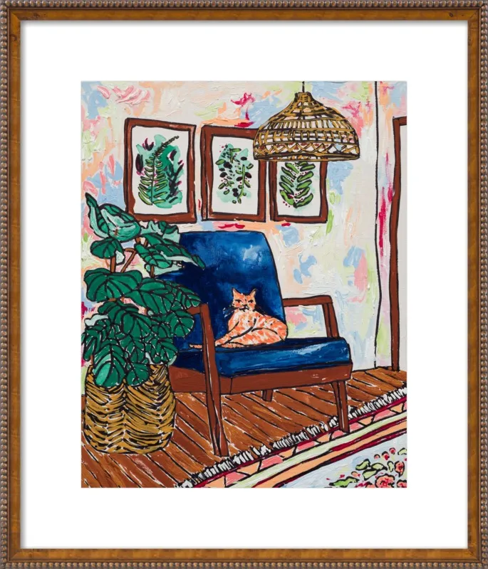 Ginger Cat in Mid Century Chair by Lara Lee Meintjes for Artfully Walls