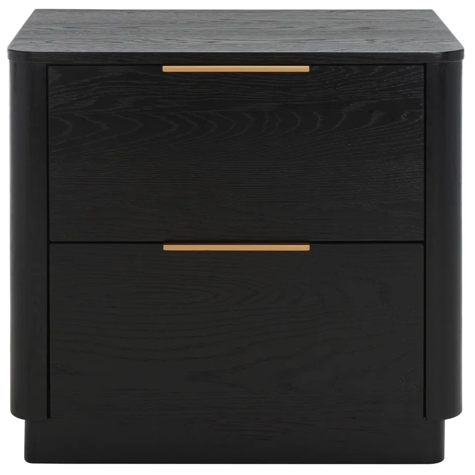 Gabrietta 2 Drawer Wood Nightstand - Black