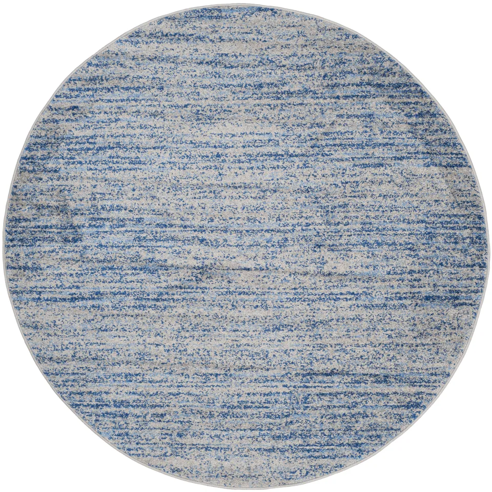 Arlo Home Woven Area Rug, ADR117D, Blue/Silver,  4' X 4' Round