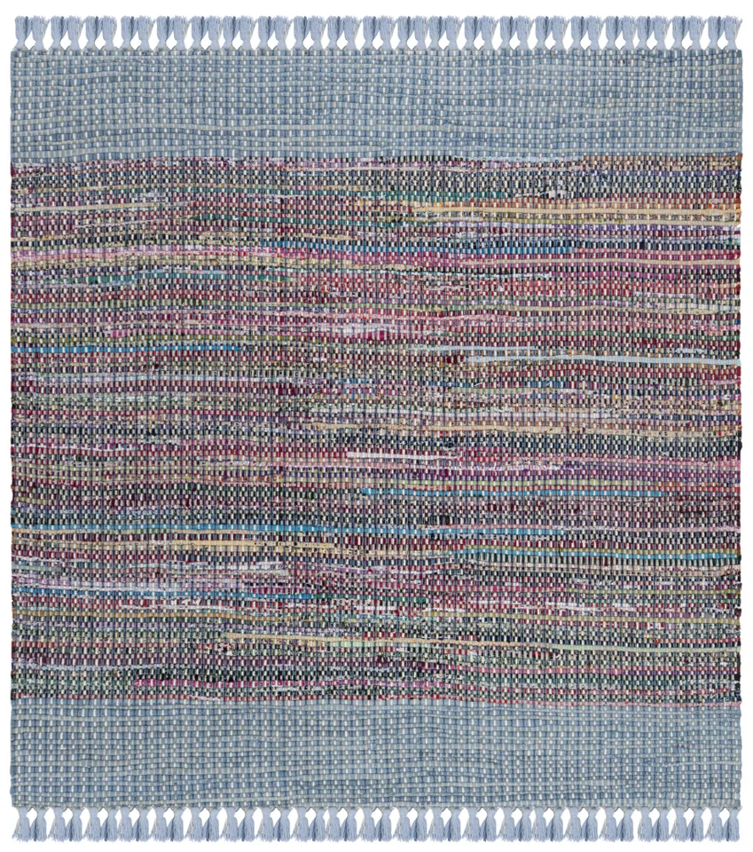 Arlo Home Hand Woven Area Rug, MTK972B, Blue/Multi,  6' X 6' Square