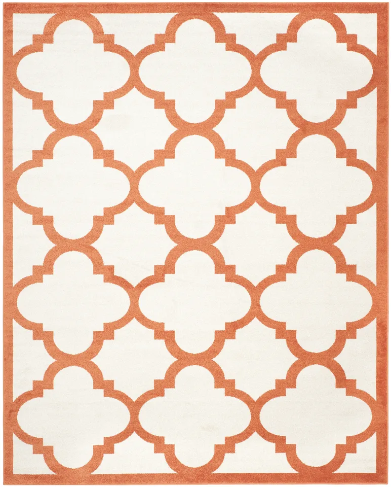 Arlo Home Indoor/Outdoor Woven Area Rug, AMT423F, Beige/Orange,  9' X 12'