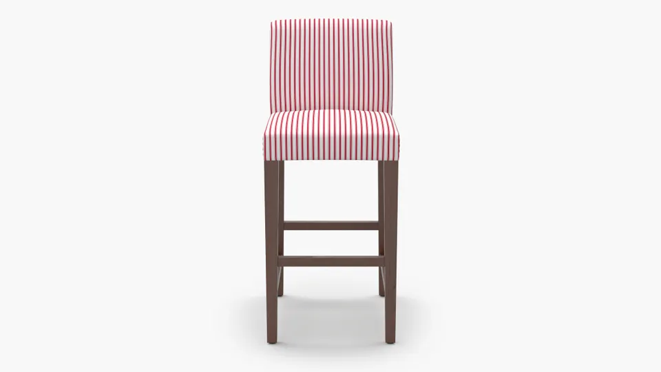 Signature Dining Bar Stool, Red Classic Ticking Stripe, Natural Square Tapered Leg