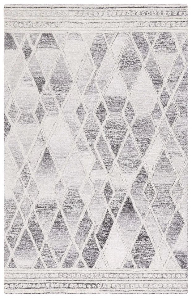 Safavieh Couture Abstract Collection Hand Tufted Area Rug, Ivory / Grey, 5' x 8'