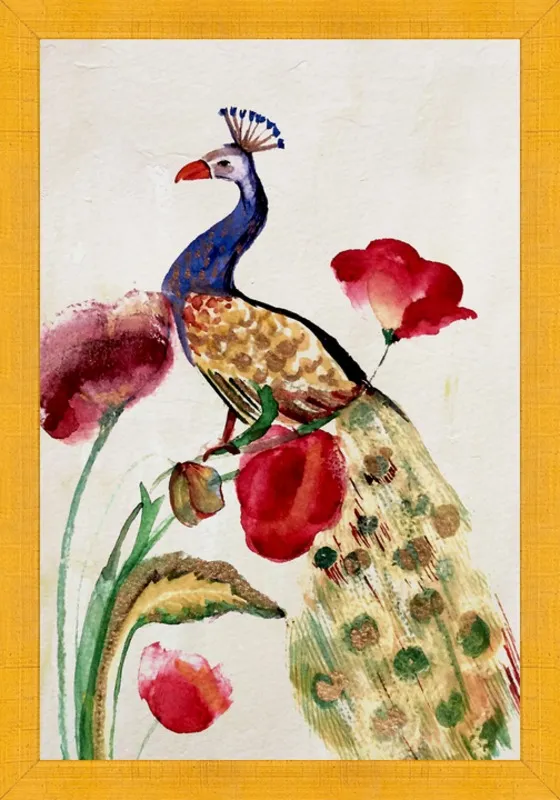 blue gold peacock by Ruti Shaashua for Artfully Walls