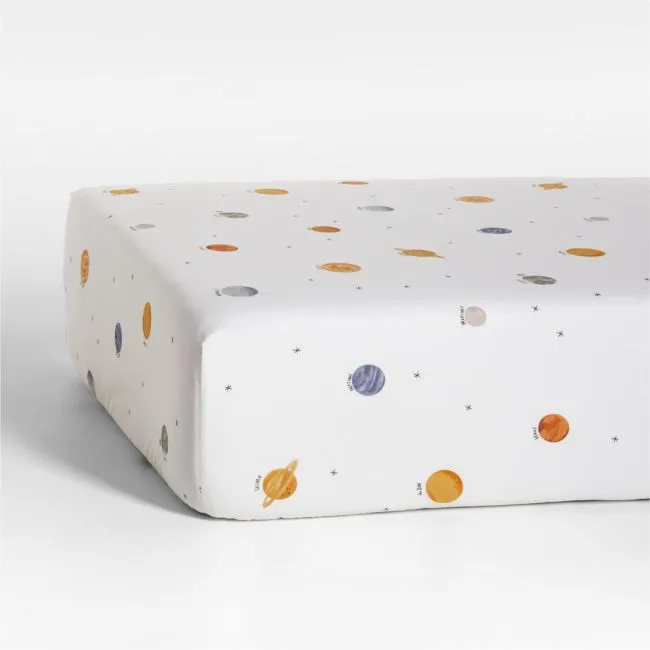 Stay Cool Outer Orbit 100% Organic Cotton Baby Crib Fitted Sheet