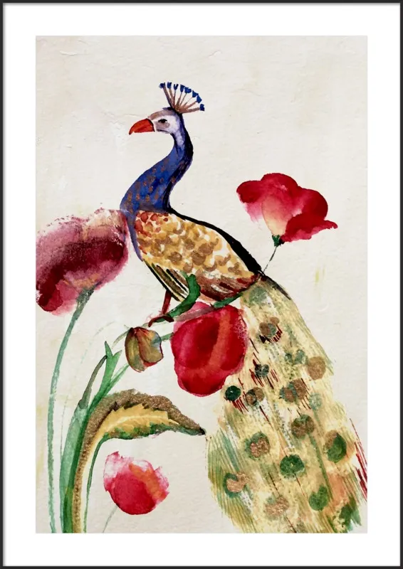 blue gold peacock by Ruti Shaashua for Artfully Walls