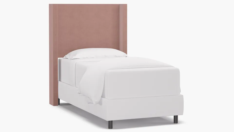 Modern Wingback Headboard, Blush Everyday Linen, Twin