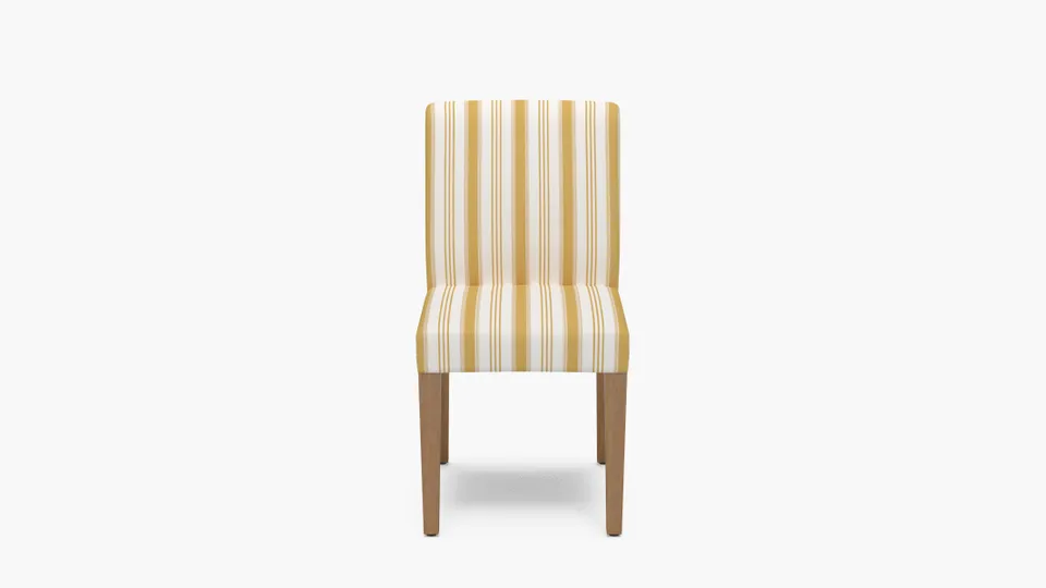 Signature Dining Chair, French Yellow Regency Stripe, Natural Square Tapered Leg