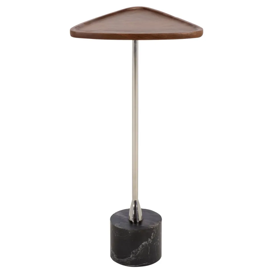 Kristel Accent Table - Brown / Silver / Black Marble