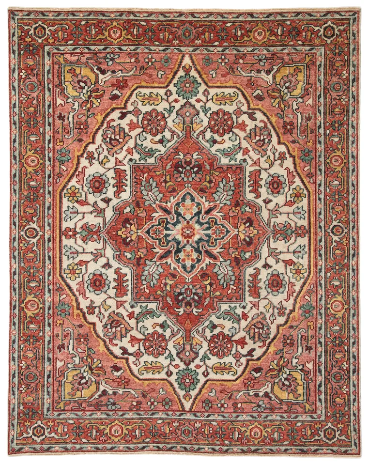 Tavola Hand-Knotted Medallion Pink/ Multicolor Area Rug (10'X14')