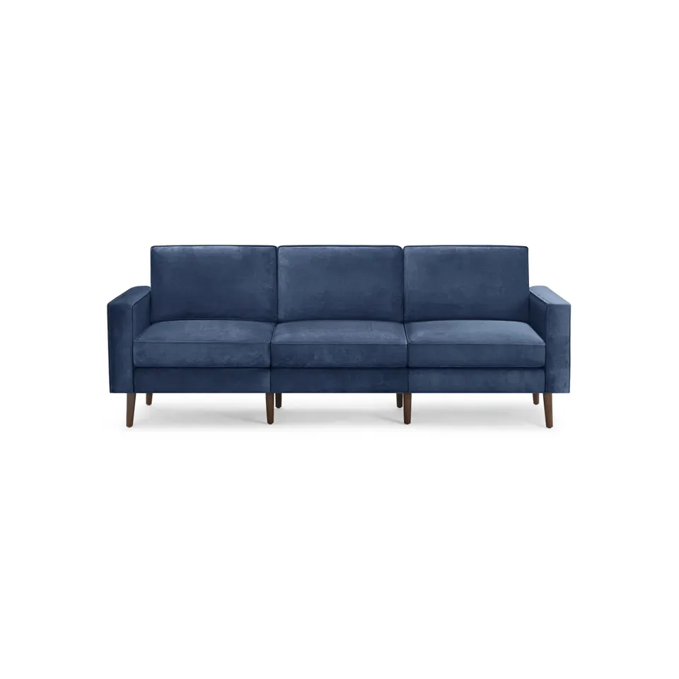 Nomad Velvet Sofa - Midnight - Performance Velvet / Walnut - Wood