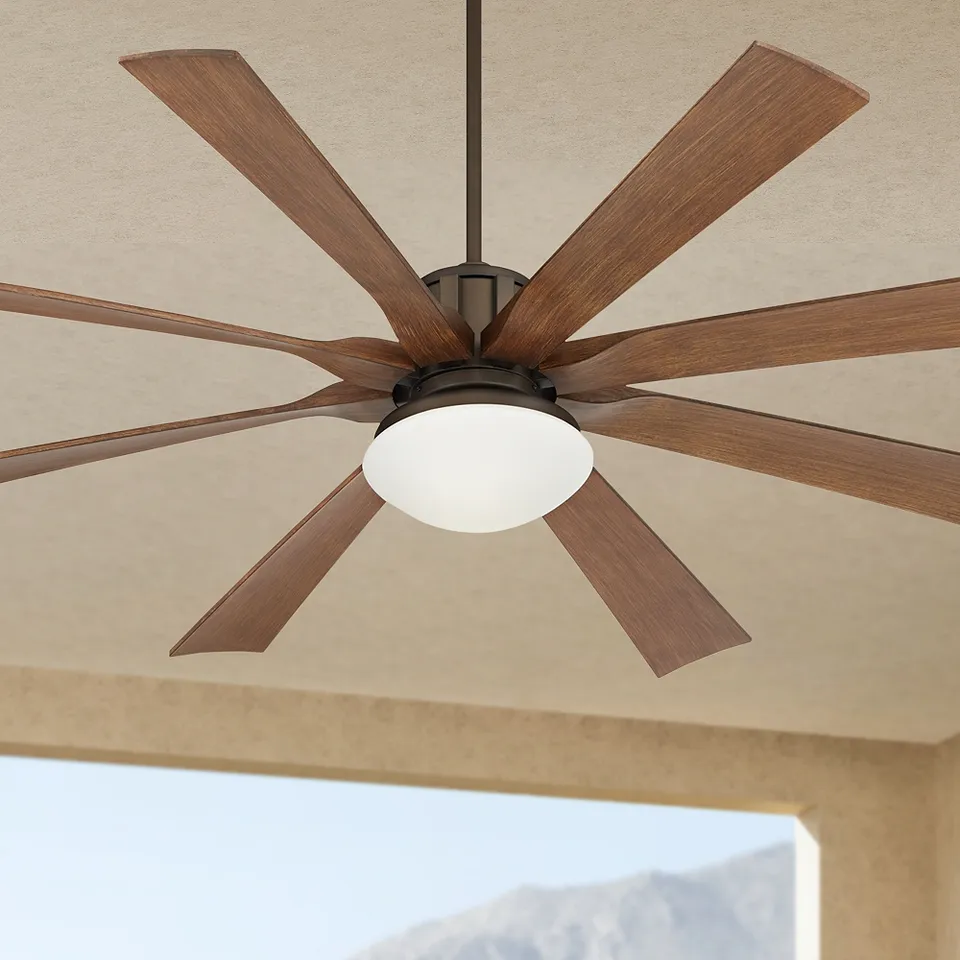 70" Possini Euro Defender Bronze Koa LED Ceiling Fan with Remote