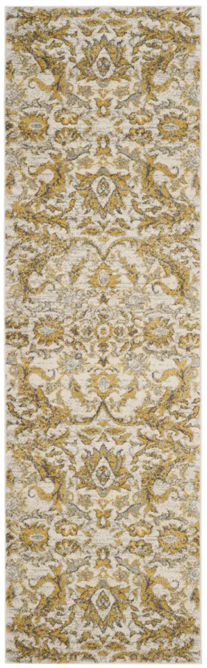 Arlo Home Woven Area Rug, EVK238S, Ivory/Gold,  2' 2" X 7'