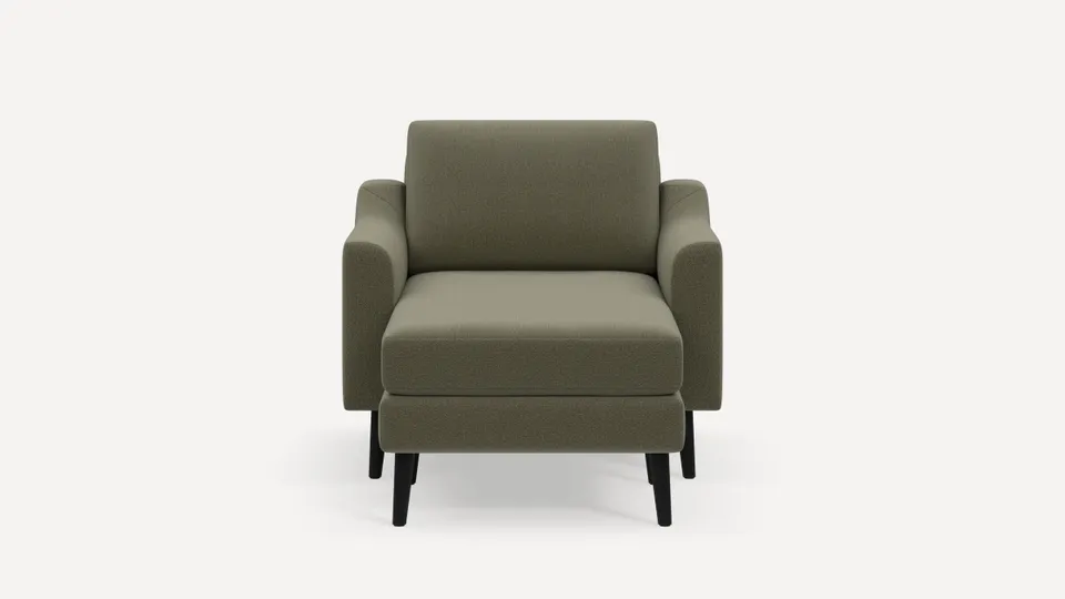 Nomad Armchair with Chaise - Moss Green - Performance Flatweave / Ebony - Wood / Slope