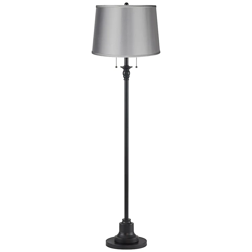 Dyna 58" High Black and Satin Gray Shade 2-Light Floor Lamp