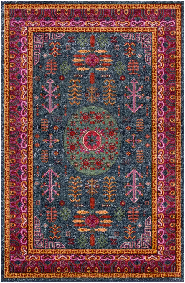 Anika Blue Indoor 5'3" x 7'3" Machine Woven Rug