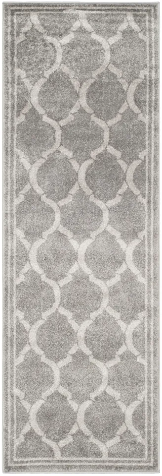 Arlo Home Indoor/Outdoor Woven Area Rug, AMT415C, Grey/Light Grey,  2' 3" X 7'