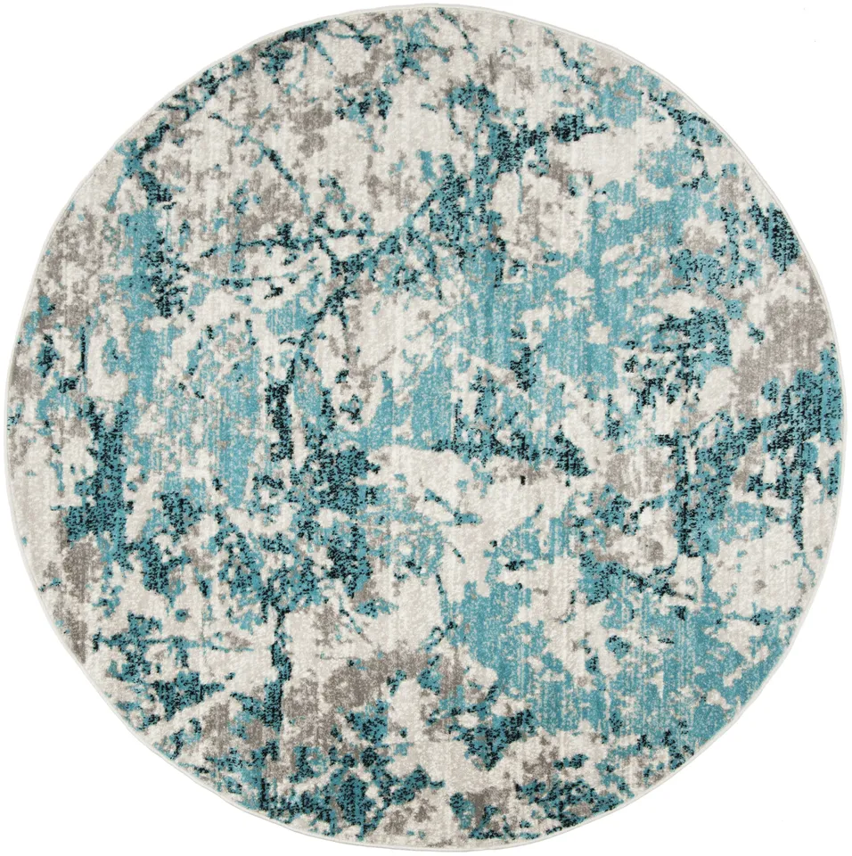 Arlo Home Woven Area Rug, SKY186M, Blue/Ivory,  6' 7" X 6' 7" Round