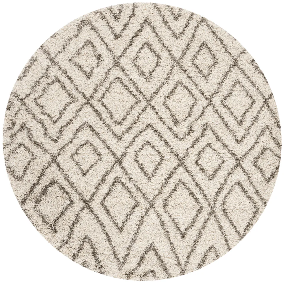 Arlo Home Woven Area Rug, SGH332A, Ivory/Grey,  5' X 5' Round