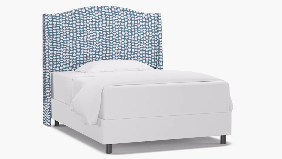 Classic Wingback Headboard, Dusty Blue Odalisque, Full
