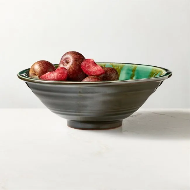 Amir Green Serving Bowl With Reactive Glaze by Nina Garcia