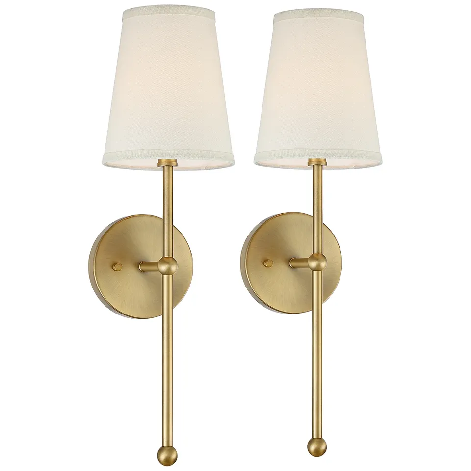 Possini Euro Elena 21" High Warm Brass Wall Sconce Set of 2