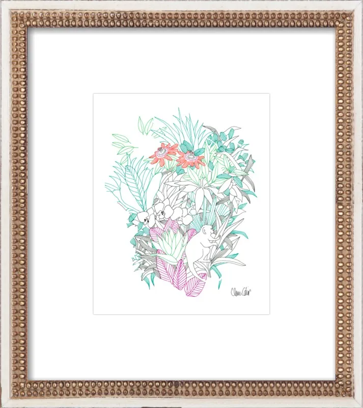 Passionflowers, orchids and the squirrel monkey  by Claire Colin for Artfully Walls