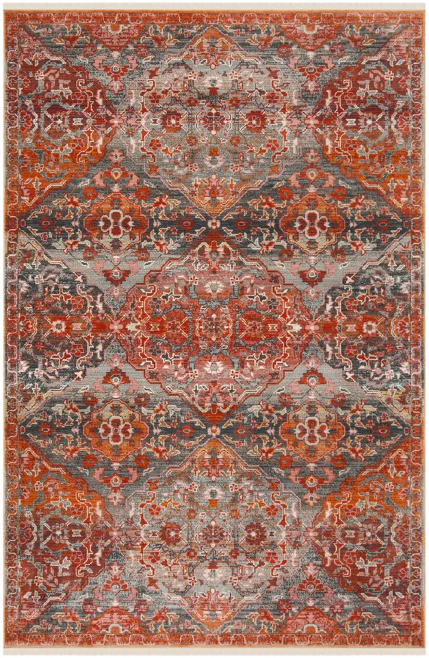 Arlo Home Woven Area Rug, VTP470J, Aqua/Orange,  6' X 9'