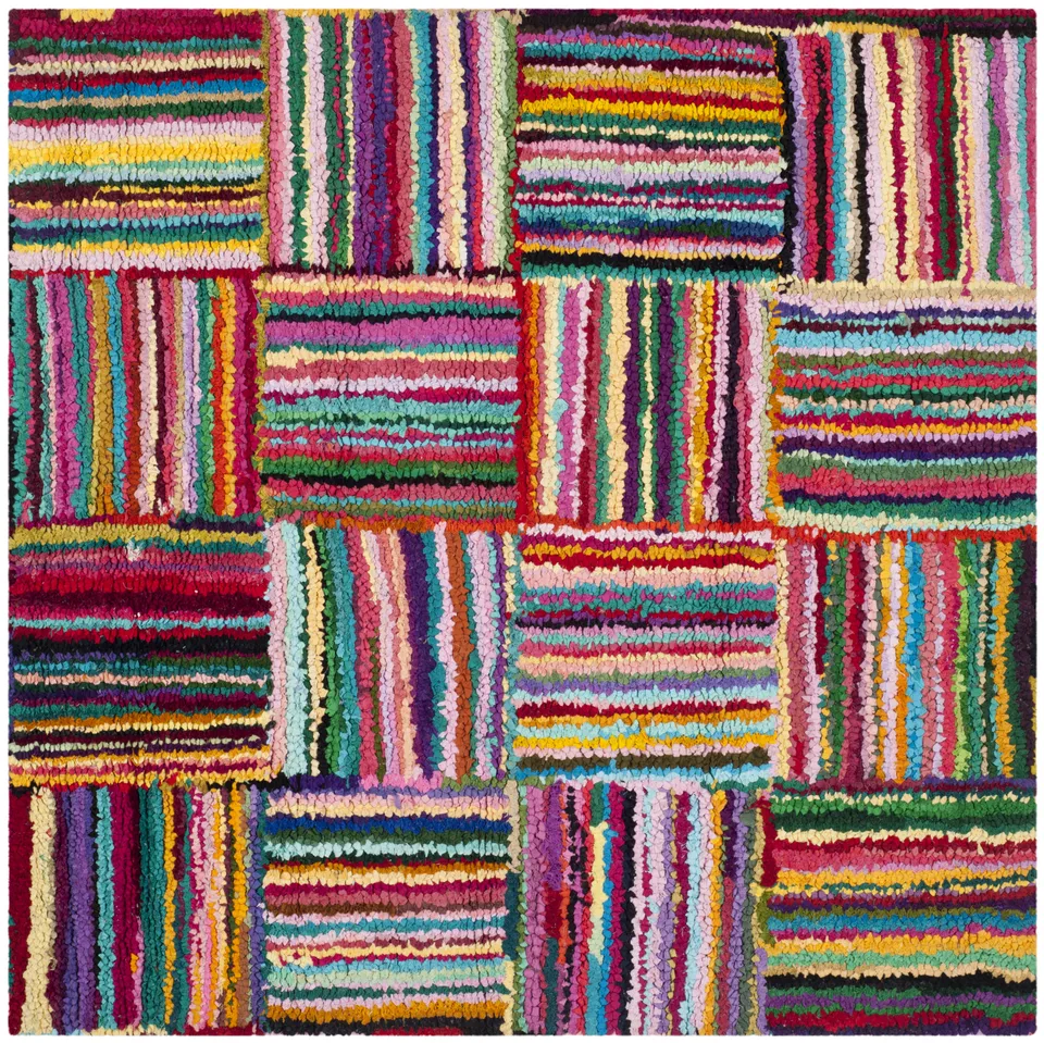Arlo Home Hand Tufted Area Rug, NAN318A, Multi,  6' X 6' Square