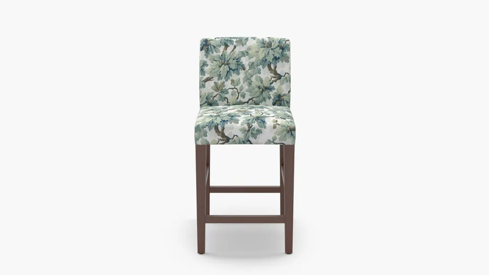 Signature Dining Counter Stool, Sage Woodland, Walnut Square Tapered Leg