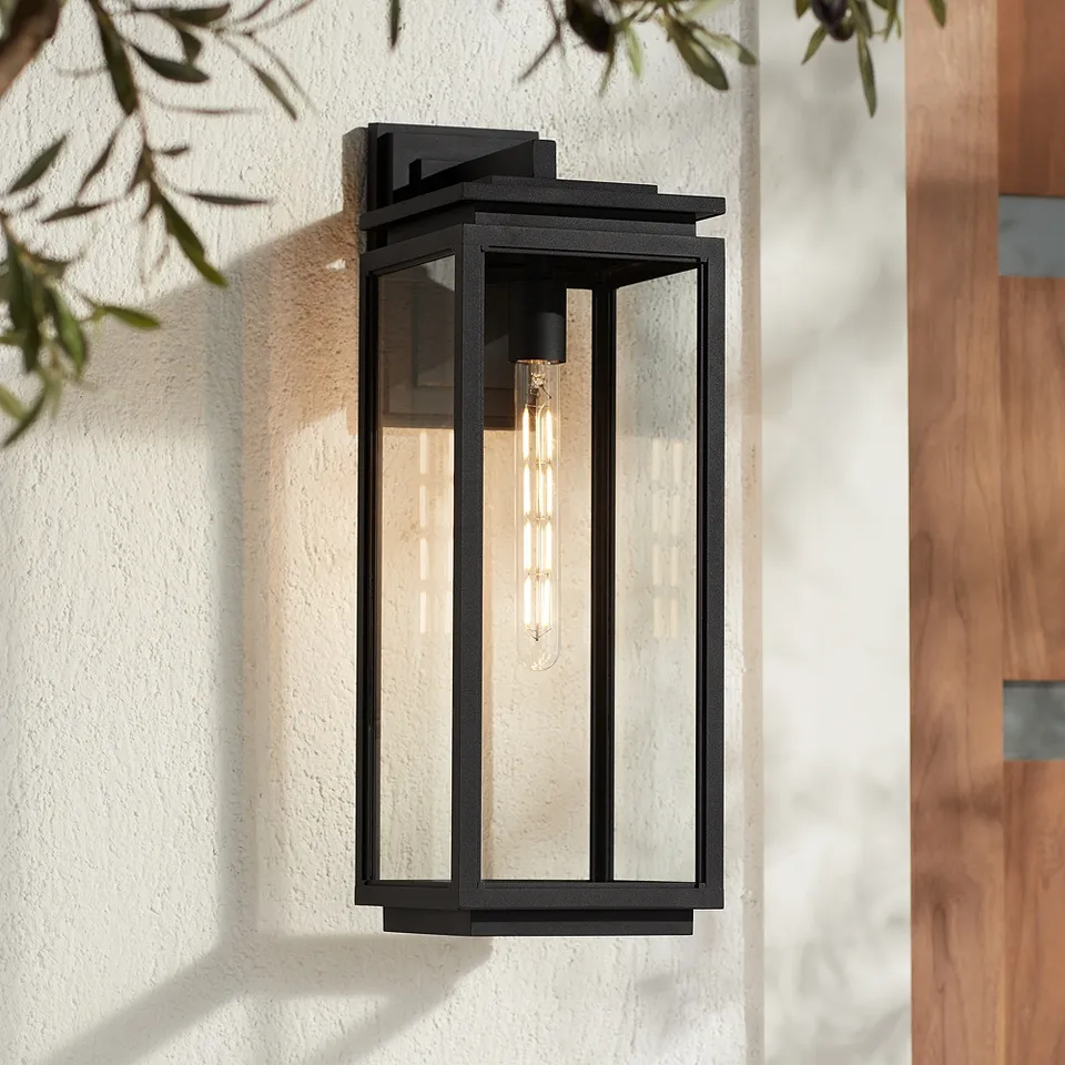 Possini Euro Atkins 21 1/4" High Matte Black Outdoor Wall Light