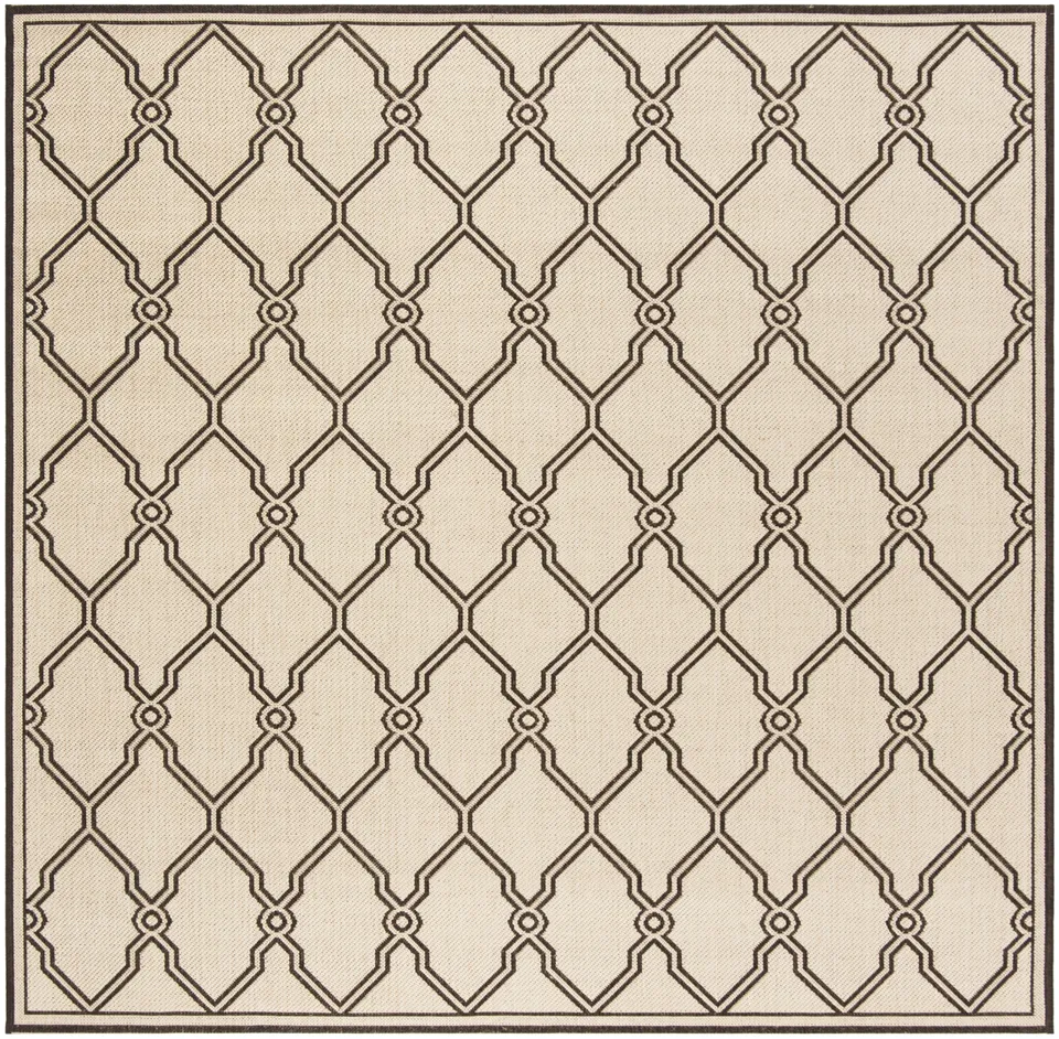 Arlo Home Indoor/Outdoor Woven Area Rug, LND124B, Natural/Brown,  6' 7" X 6' 7" Square